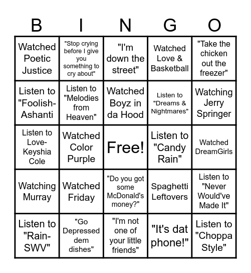 BSU Bingo Card