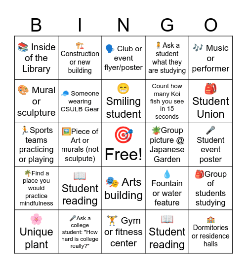 CSULB Bingo Card