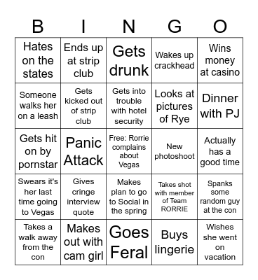 Rorrie Loves Vegas 2026 Bingo Card