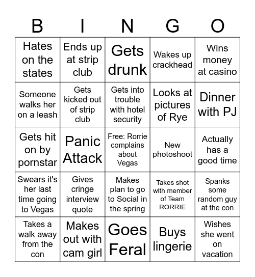 Rorrie Loves Vegas 2026 Bingo Card