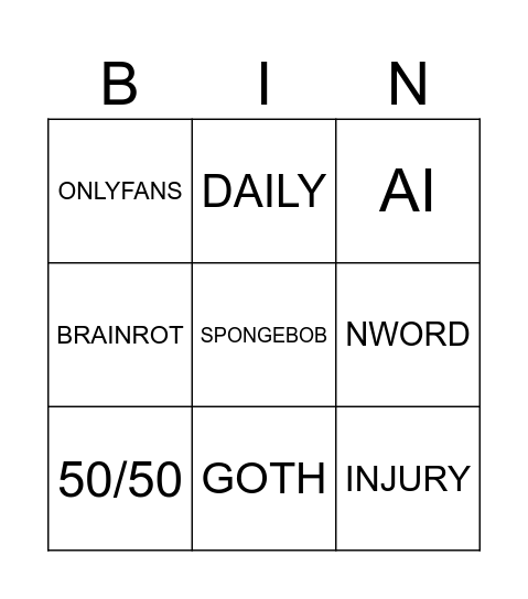 INSTA BINGO Card