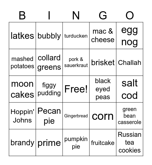 EAT, DRINK, & BE MERRY! Bingo Card