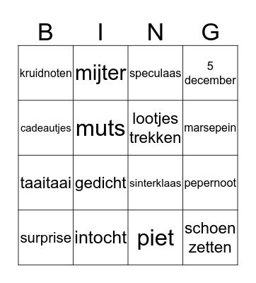sinterklaasbingo Card