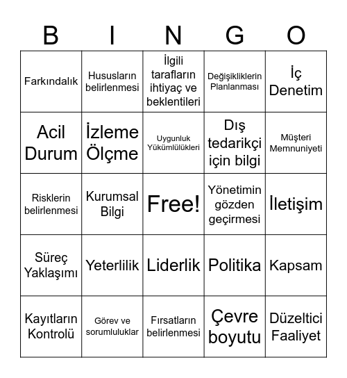 9001-14001-45001 Bingo Card