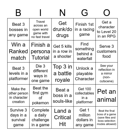 Gamer Bingo Bash Bingo Card
