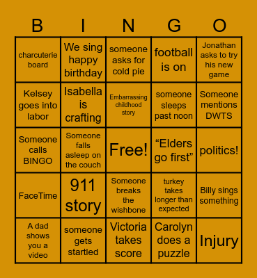 Thanksgiving Bingo Card