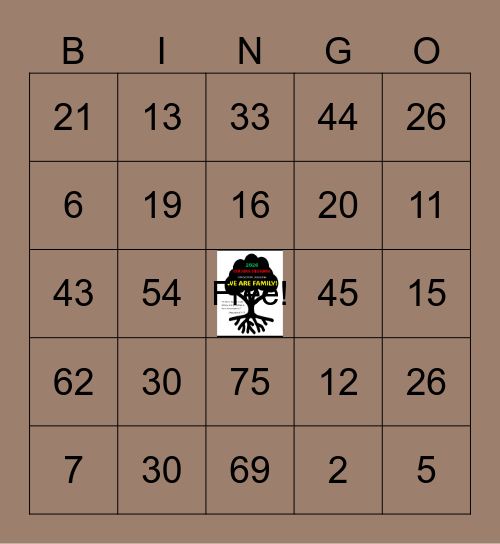 COUSINS REUNION Bingo Card