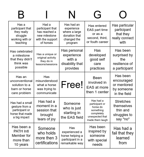 Band Together Bingo Card