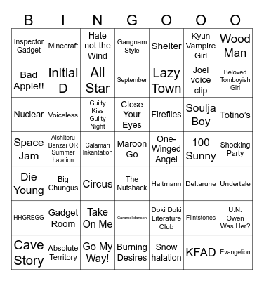 Bingo is sick Bingo Card