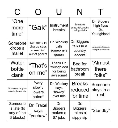 Recording Project Bingo Card