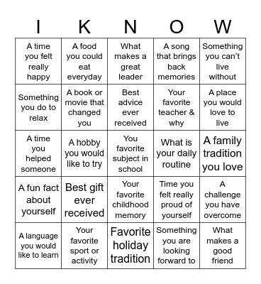 THINGS I KNOW ABOUT MORGAN Bingo Card