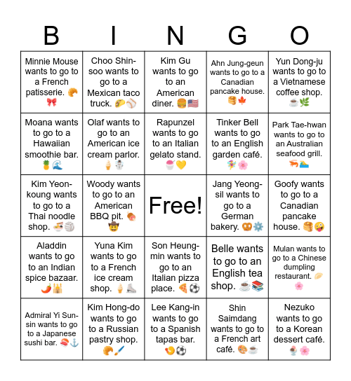 B9 L1 Tanjiro wants to go to a Japanese restaurant. 🍣🍱 Bingo Card