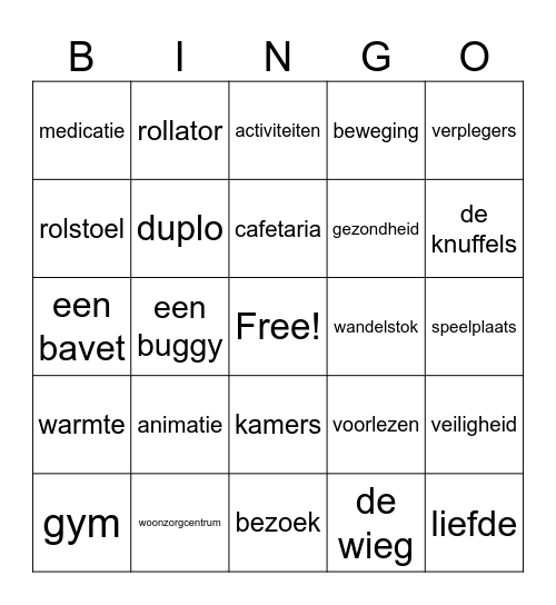 Zorgen voor Bingo Card