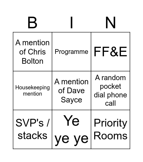 Graham The Legend BINGO Card