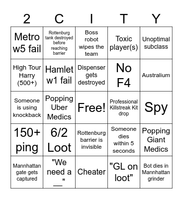 MvM Two Cities Bingo! Bingo Card