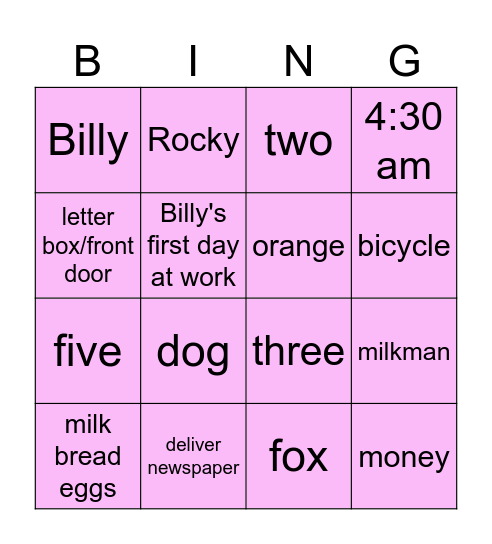 Awards Day Bingo Card