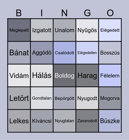 Érzelem BINGO Card