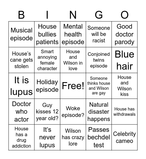 House Bingo Card
