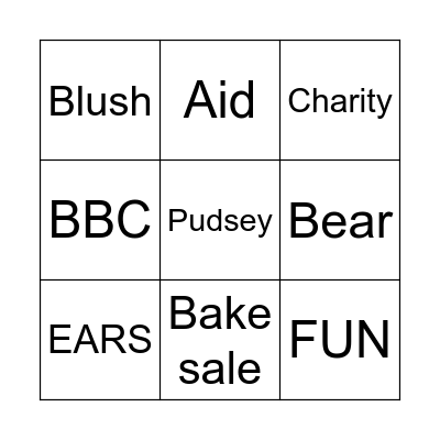 Children in need Bingo Card