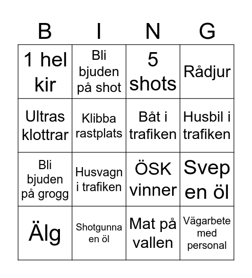 Trelleborg away Bingo Card