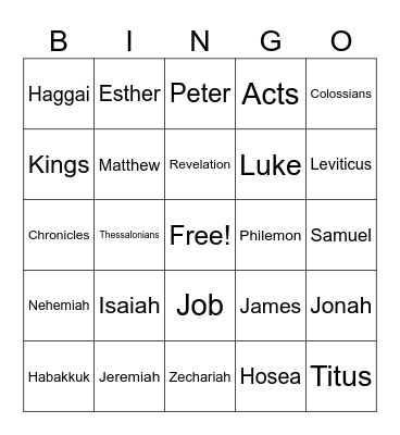 BIBLE BINGO Card