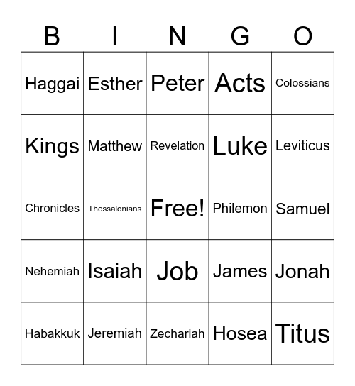 BIBLE BINGO Card