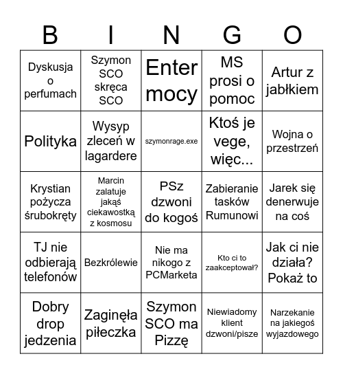 JANTAR Bingo Card
