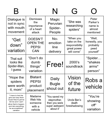 It's webbin' time Bingo Card