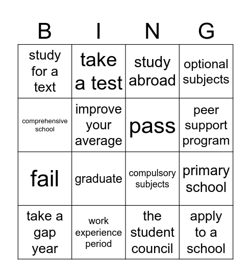 LU9: Words & Phrases (Theme 5) Bingo Card