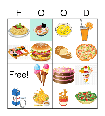 Foods Bingo Card