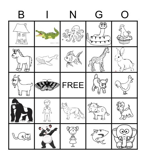 People & Animals Bingo Card