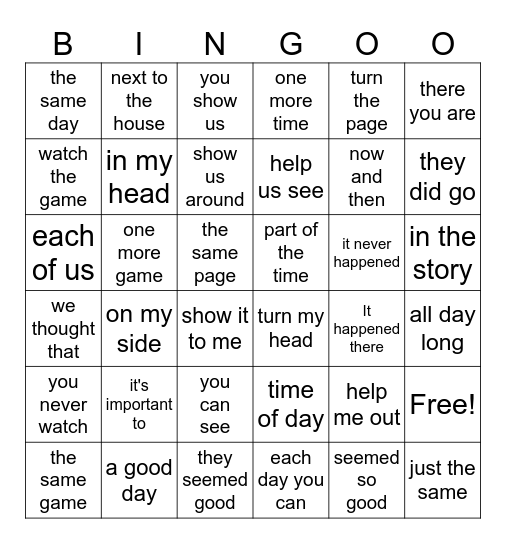 GATOR TIME Bingo Card
