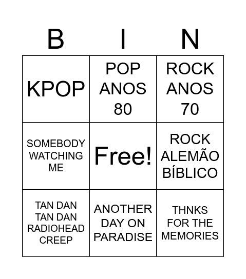 BINGO GABRIEL Bingo Card