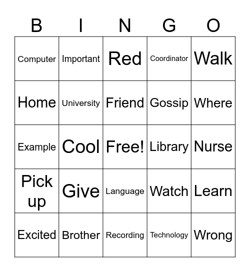 ASL Bingo Card