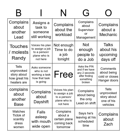 A Webb Bingo Card