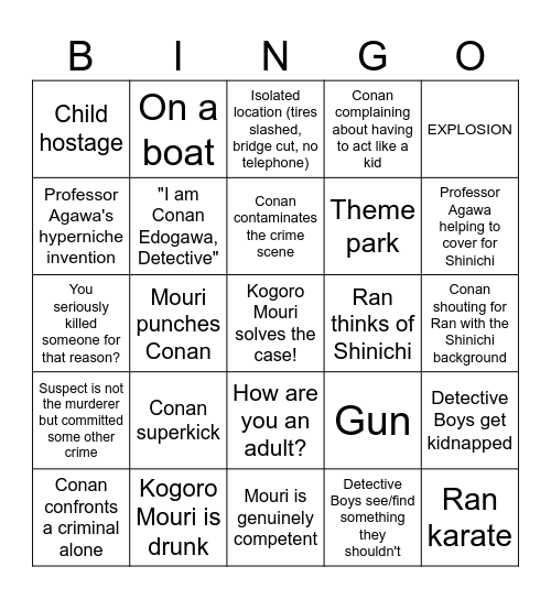 Conan Bingo Card