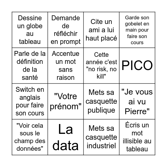 Suivre pendant 7h Bingo Card