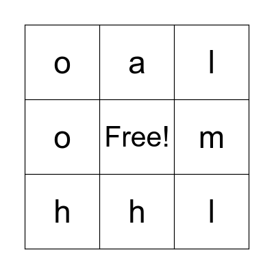 Letter Sounds Bingo Card