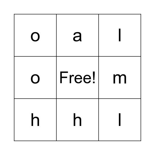 Letter Sounds Bingo Card