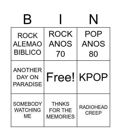 BINGO GABRIEL Bingo Card