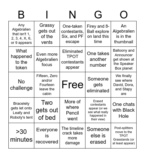 TPOT 21 BINGO!!!! Bingo Card