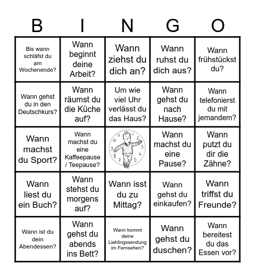 Mein Tagesablauf Bingo Card