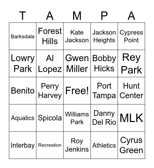 TAMPA Bingo Card