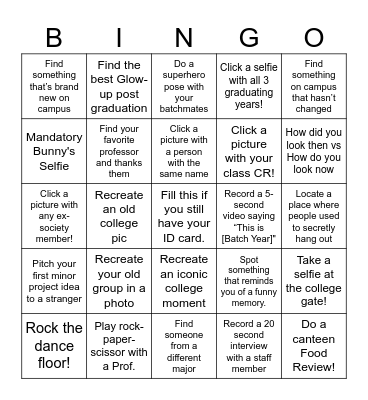 Campus Memory Bingo! Bingo Card