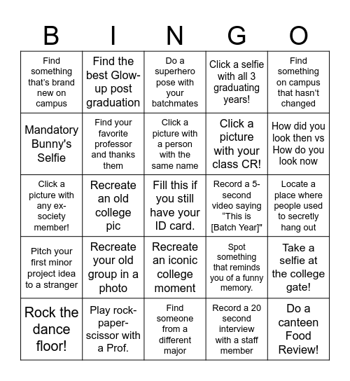 Campus Memory Bingo! Bingo Card