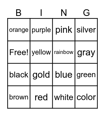 Color Bingo Card