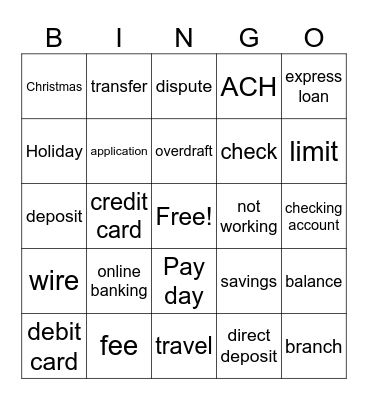 Express Loan Bingo Card