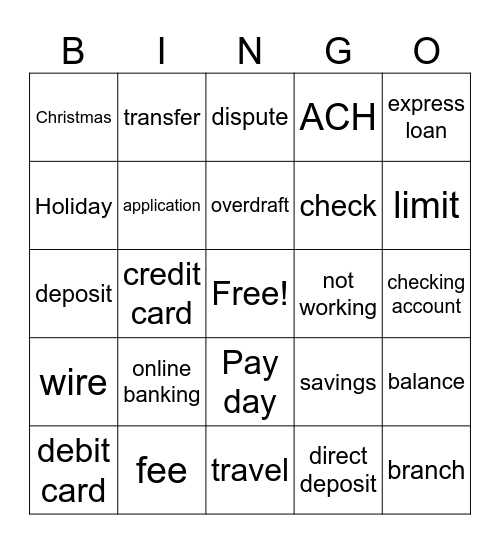 Express Loan Bingo Card