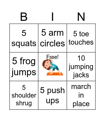 Exercise Bingo Card