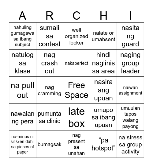 Second Quarter Bingo Card